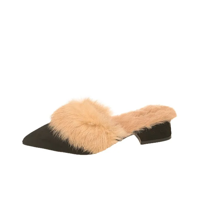 Puppytown Резиновая подошва противоскользящие устойчивые к истиранию плюшевые повседневные заостренный носок тапочки женские