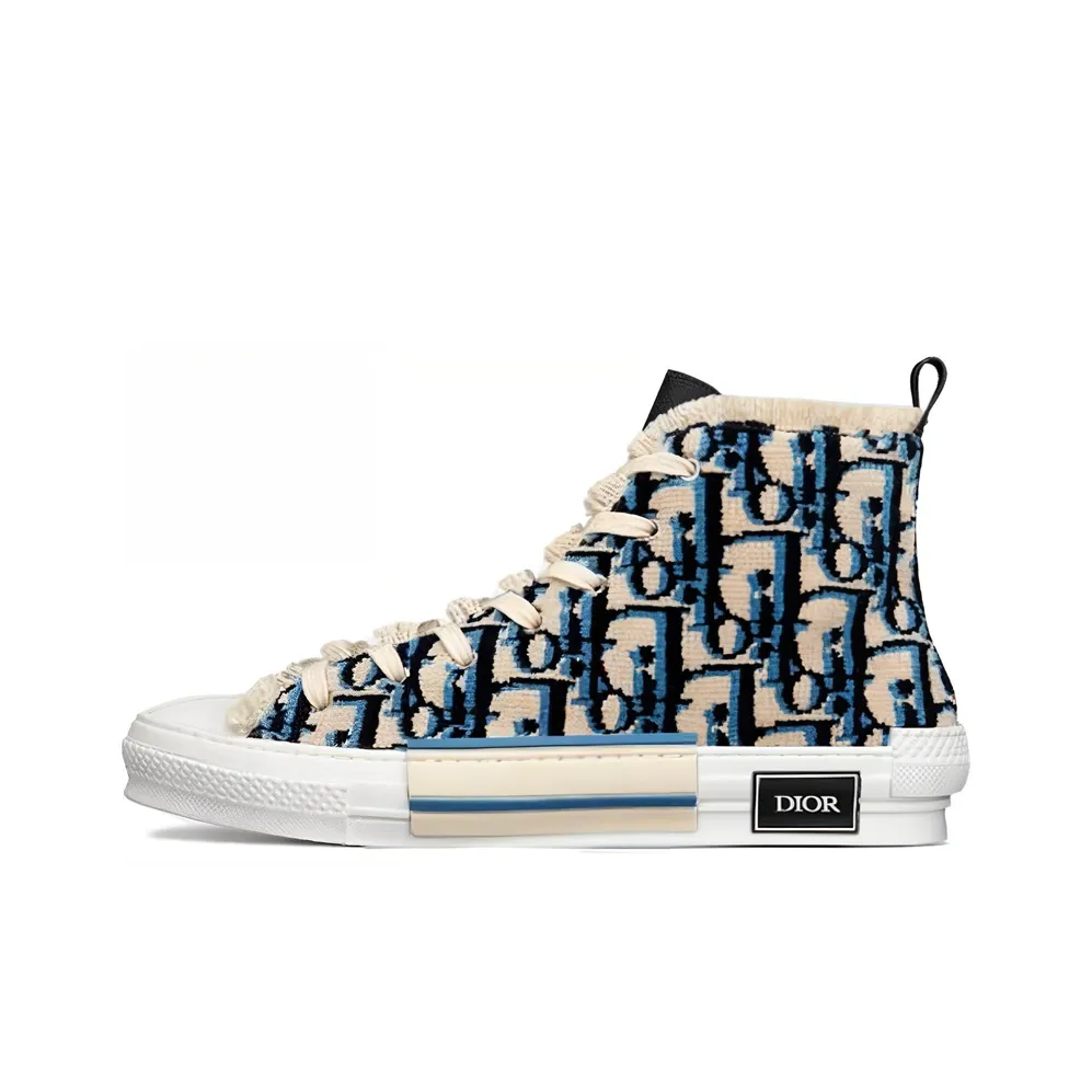 DIOR B23 Skateboard Shoes Men High Top Blue