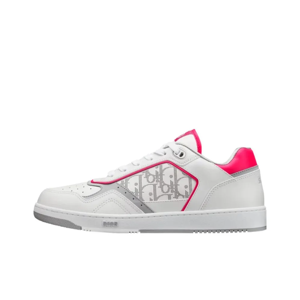 DIOR B27 Skateboard Shoes Men Low Top White/Neon Pink