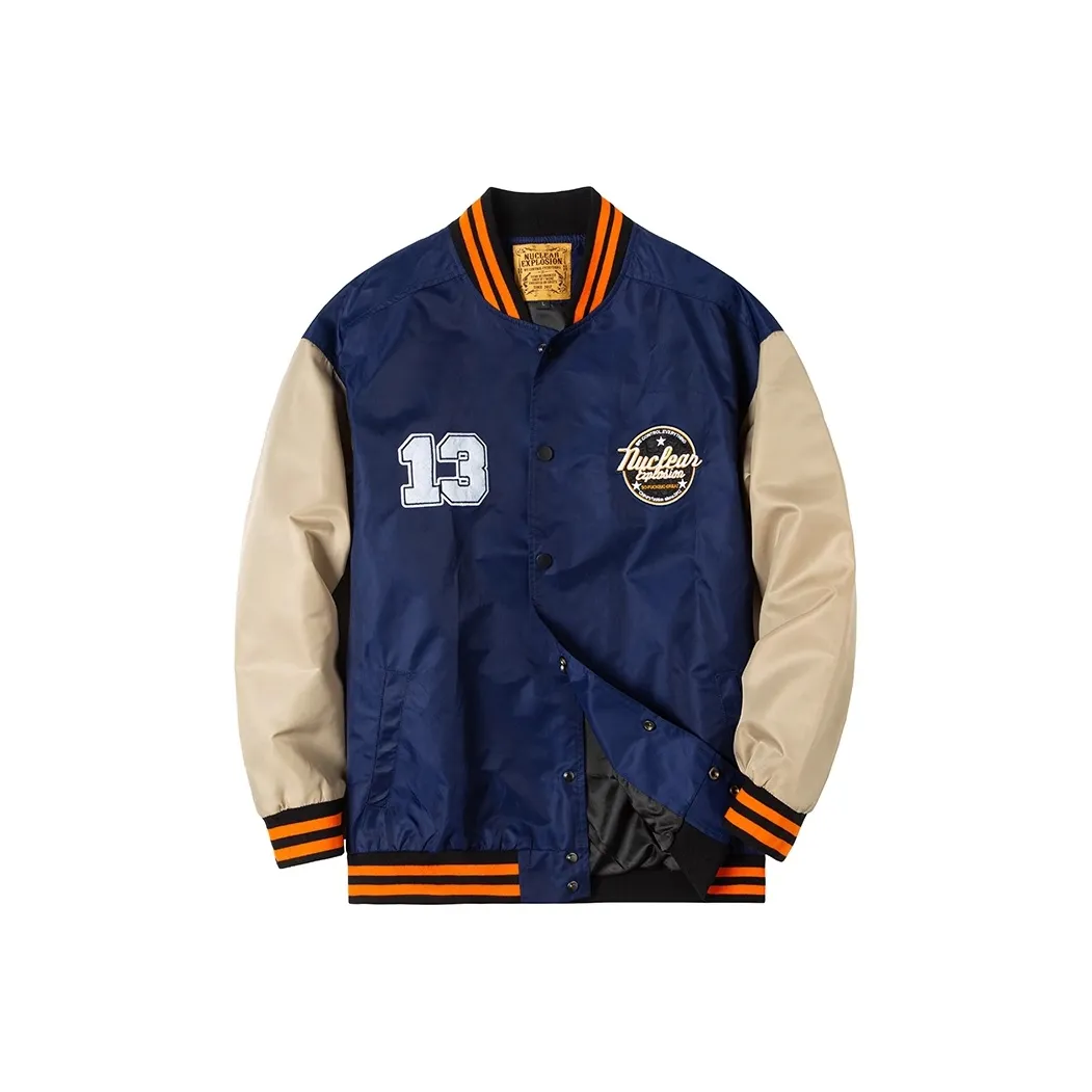 NUCLEAR EXPLOSION Loose Fit Plus Size Baseball Jacket Men's