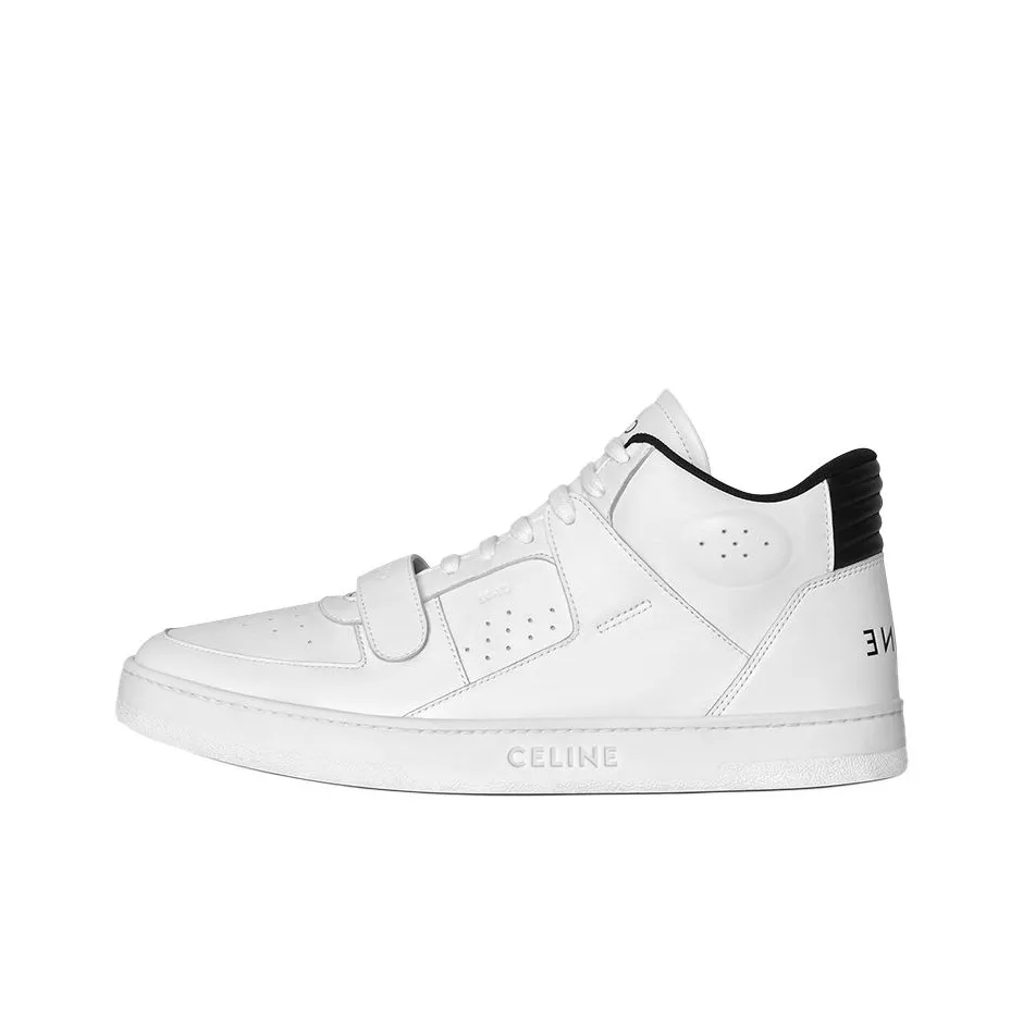 CELINE Skateboard Shoes Men Mid Top Neon White/Black