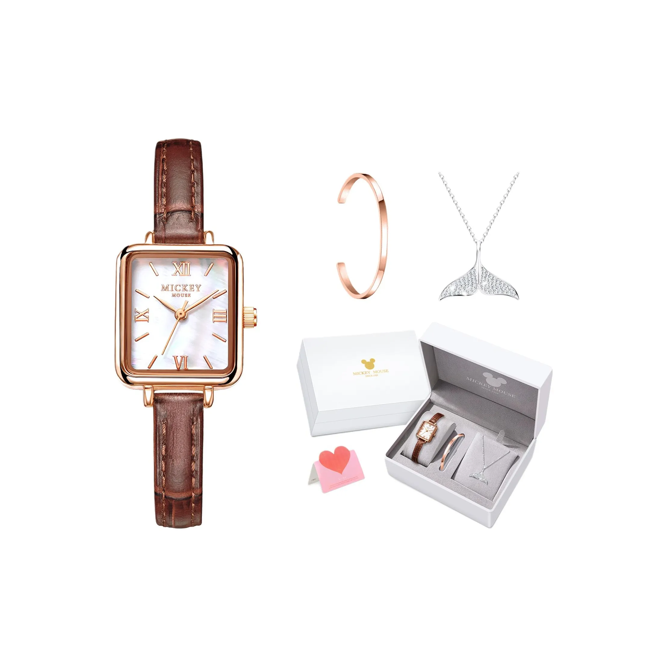 Disney Vintage Small Brown Watch Collection Кварцевый механизм Часы Женские Белый циферблат