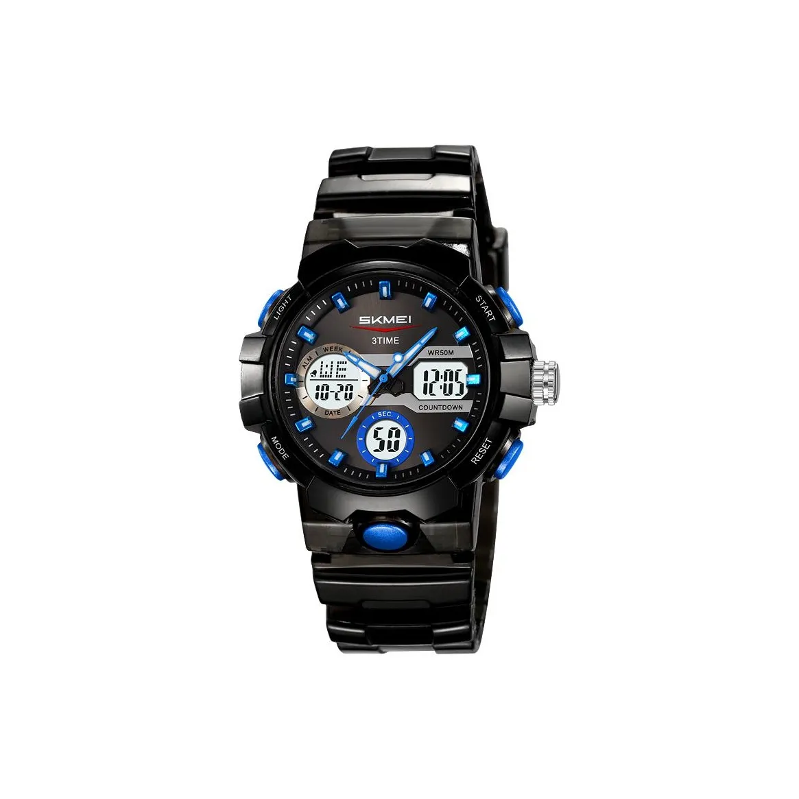 SKMEI Электронный механизм TPU ремешок Часы Мужские Черный циферблат