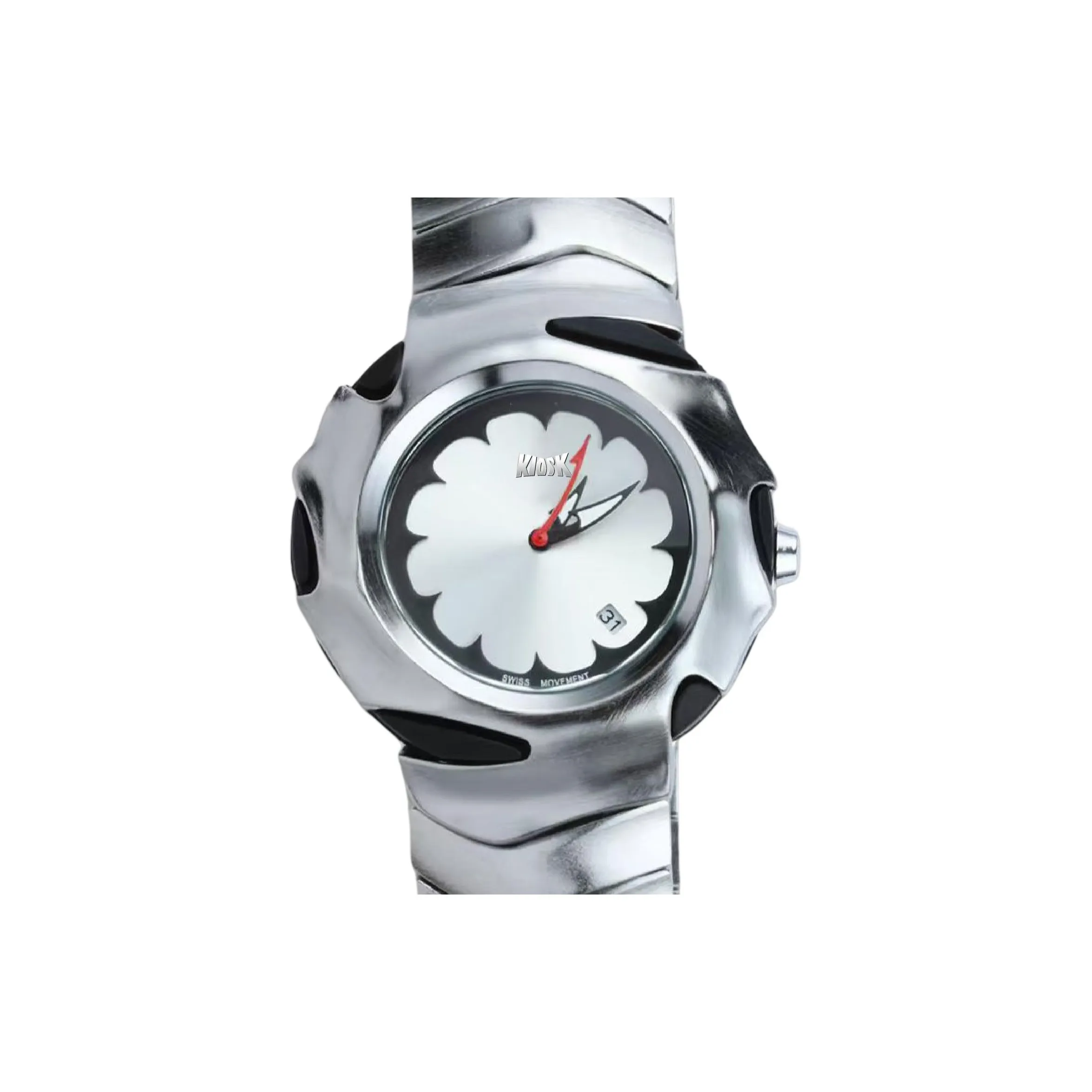 KIOSK Серебряный Роскошный Американский Кварц Механизм Нержавеющая Сталь Ремешок Часы Унисекс Синий Циферблат