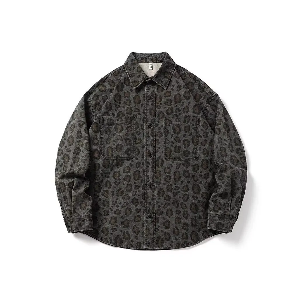 ONENINE34PM Леопардовый принт Мужские Джинсовые куртки