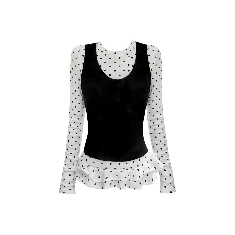 BVODE Жилет с горошком женские рубашка T