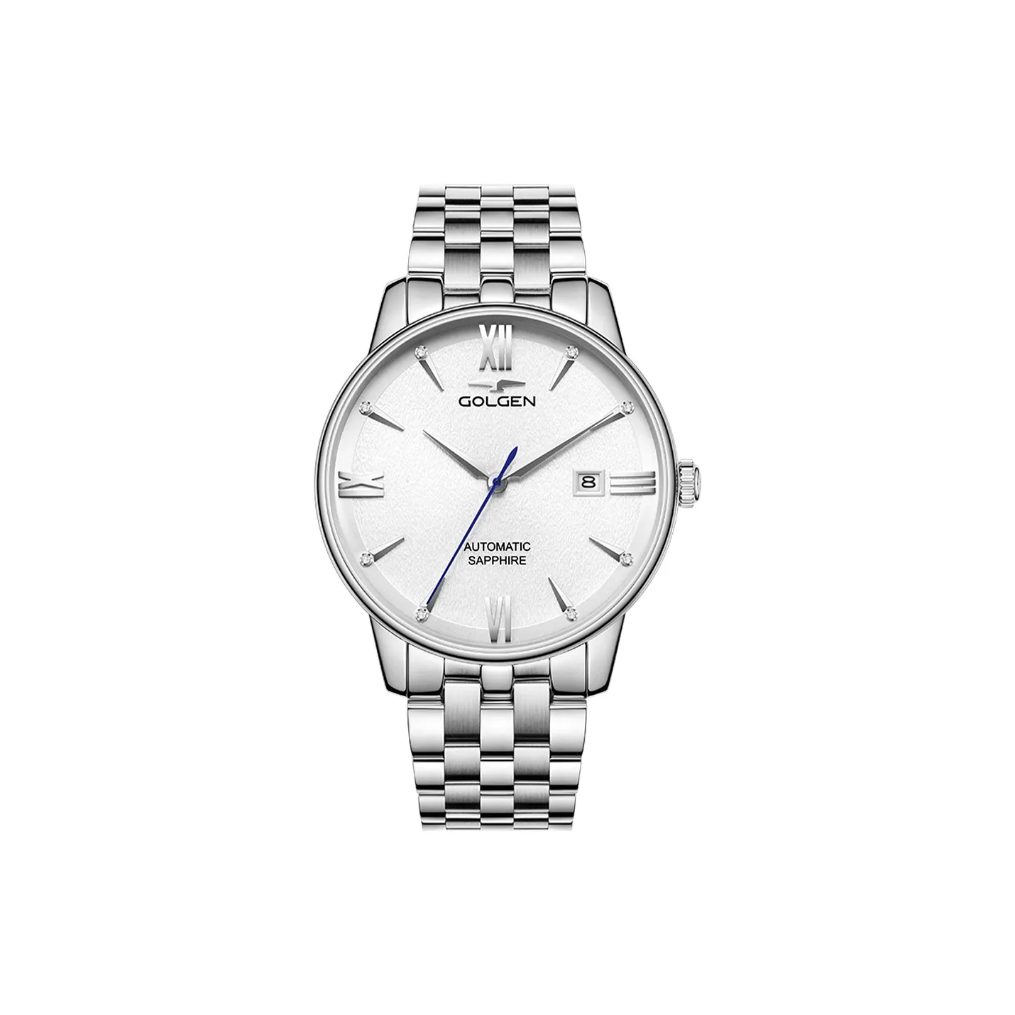 GOLGEN Автоматический Механический Механизм Нержавеющая Сталь Ремешок Часы Мужские Черный Циферблат