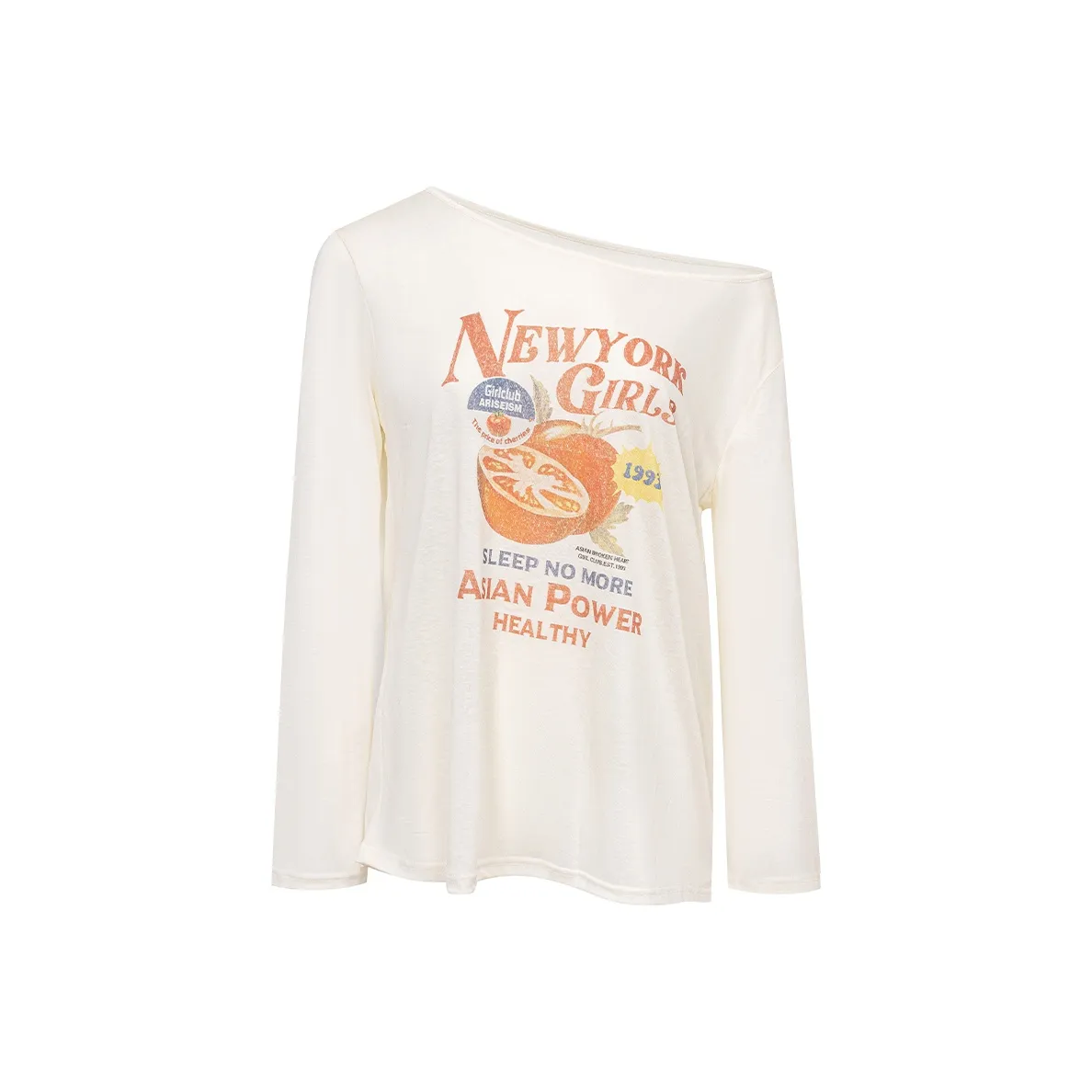 Ariseism Стандартный Lyocell Tomato Свободный крой Асимметричное плечо COVER UP Женский Осенний Облегающий крой Топ Рубашка Женский