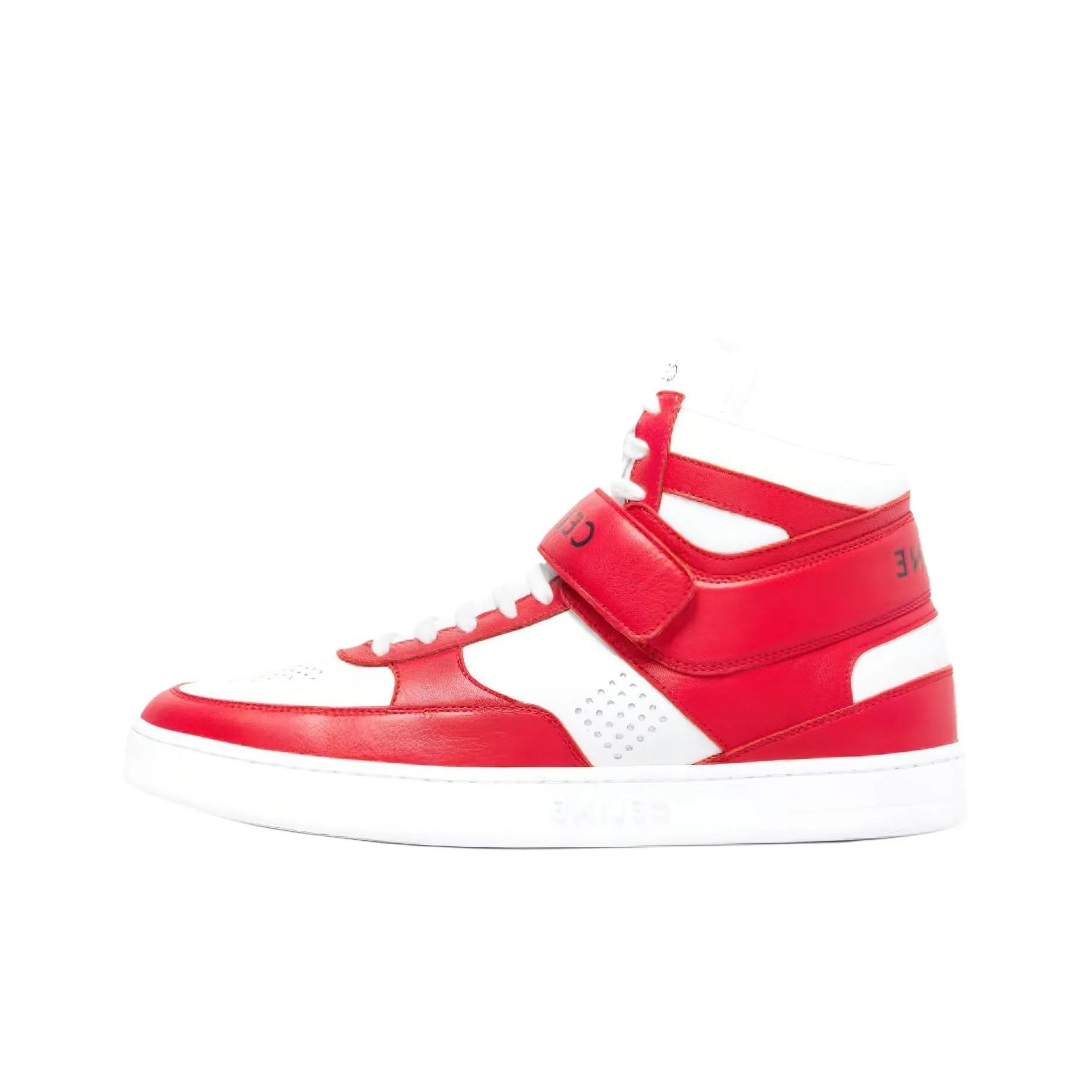 CELINE Skateboard Shoes Men High-Top Red/White