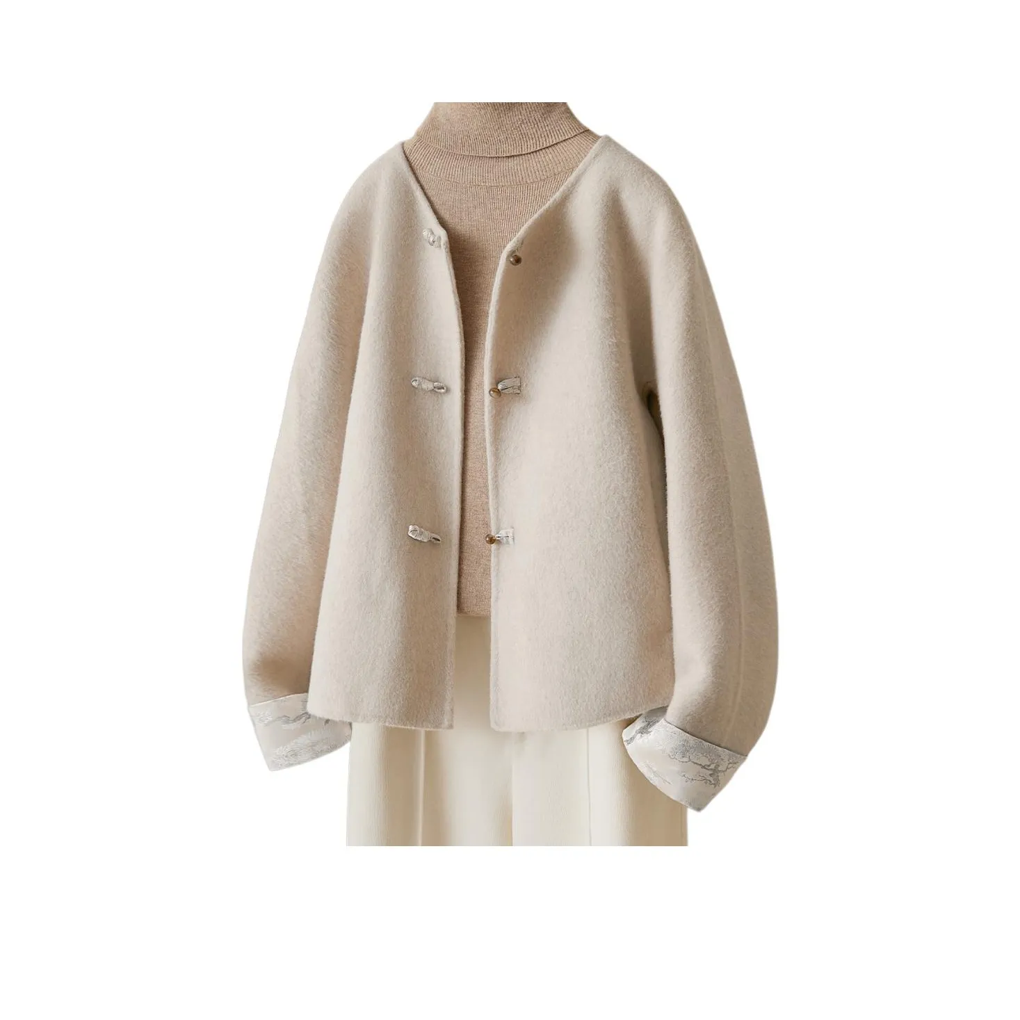 IHIMI Пальто Женское Элегантное Бежевое