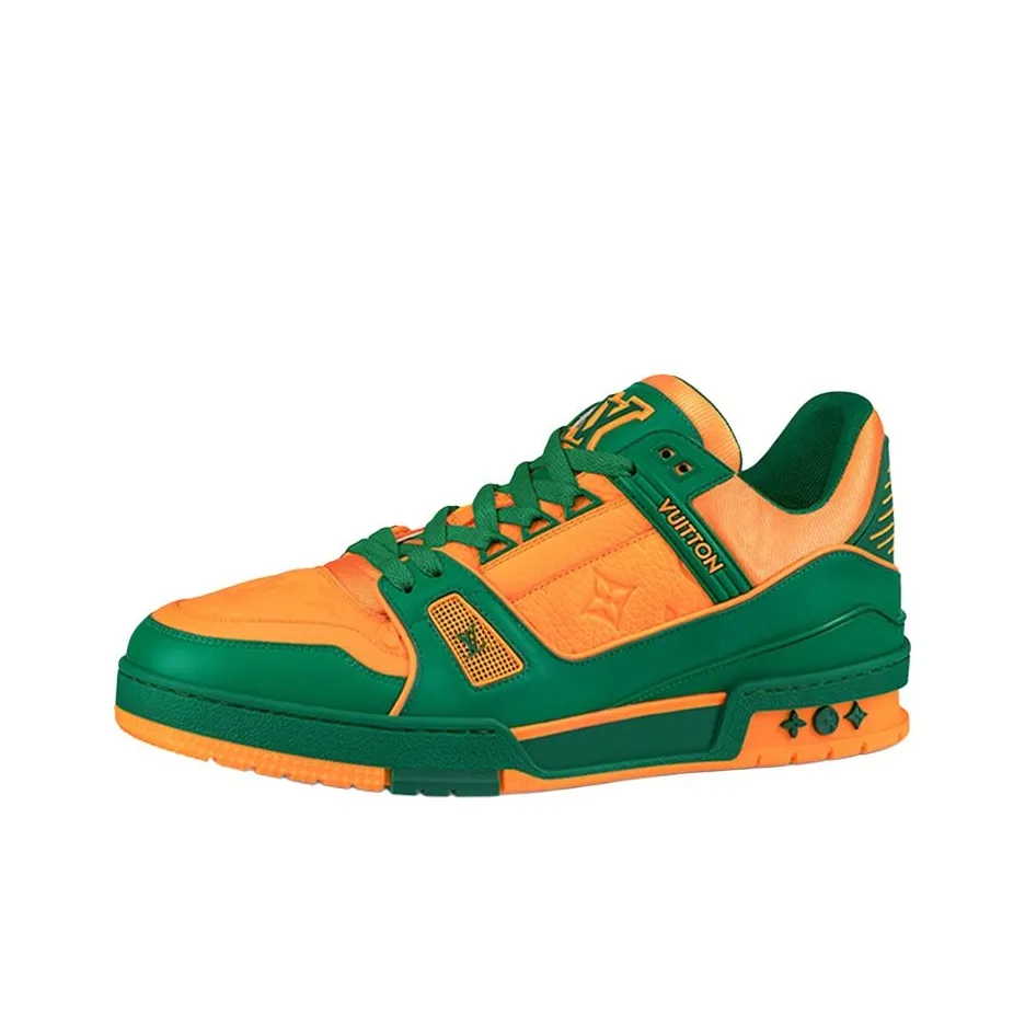 LOUIS VUITTON Trainer Skateboard Shoes Men Low Top Orange Green