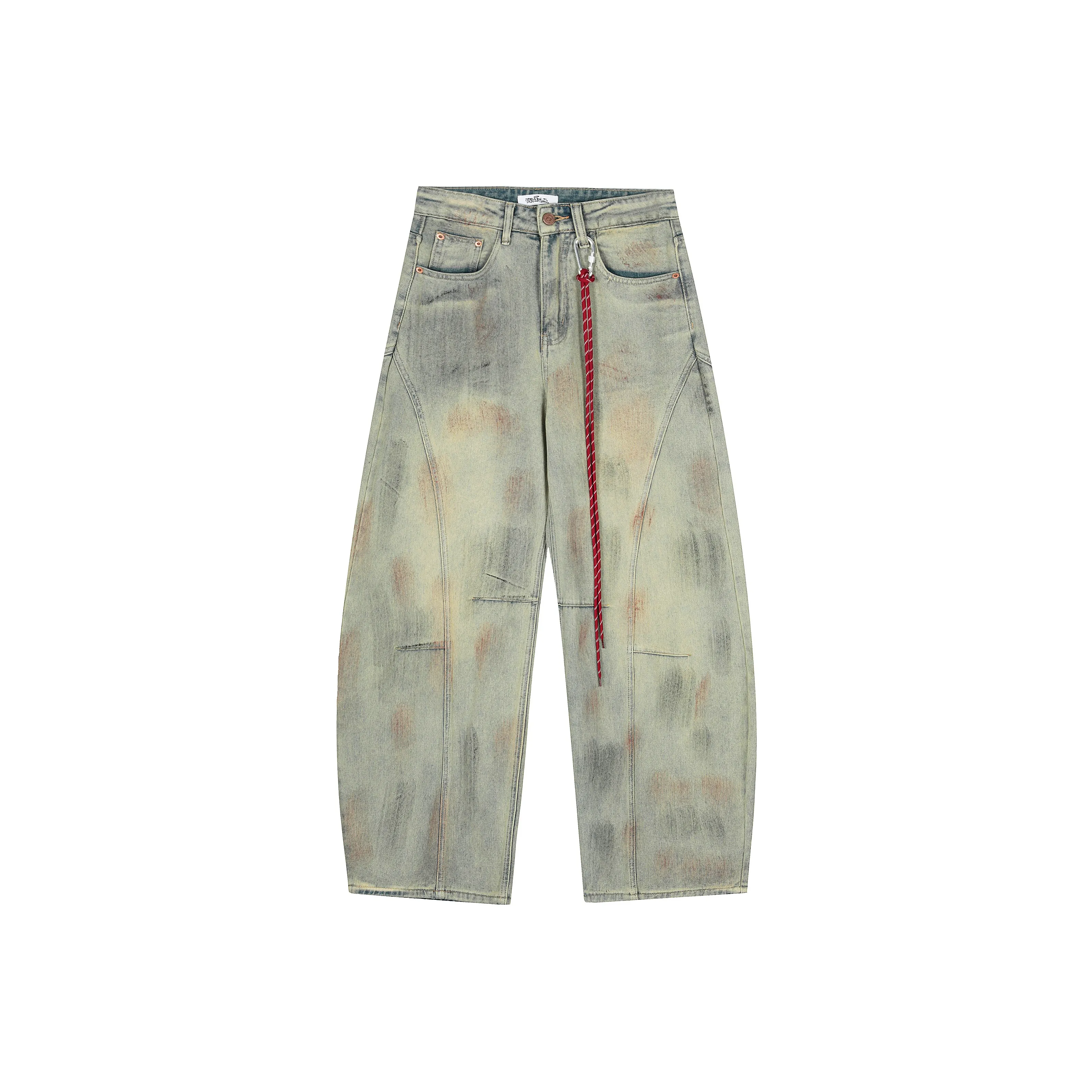 ENPofficial Весна And Осенний Джинсы Свободный крой Широкие штаны Брюки длиной до пола Унисекс