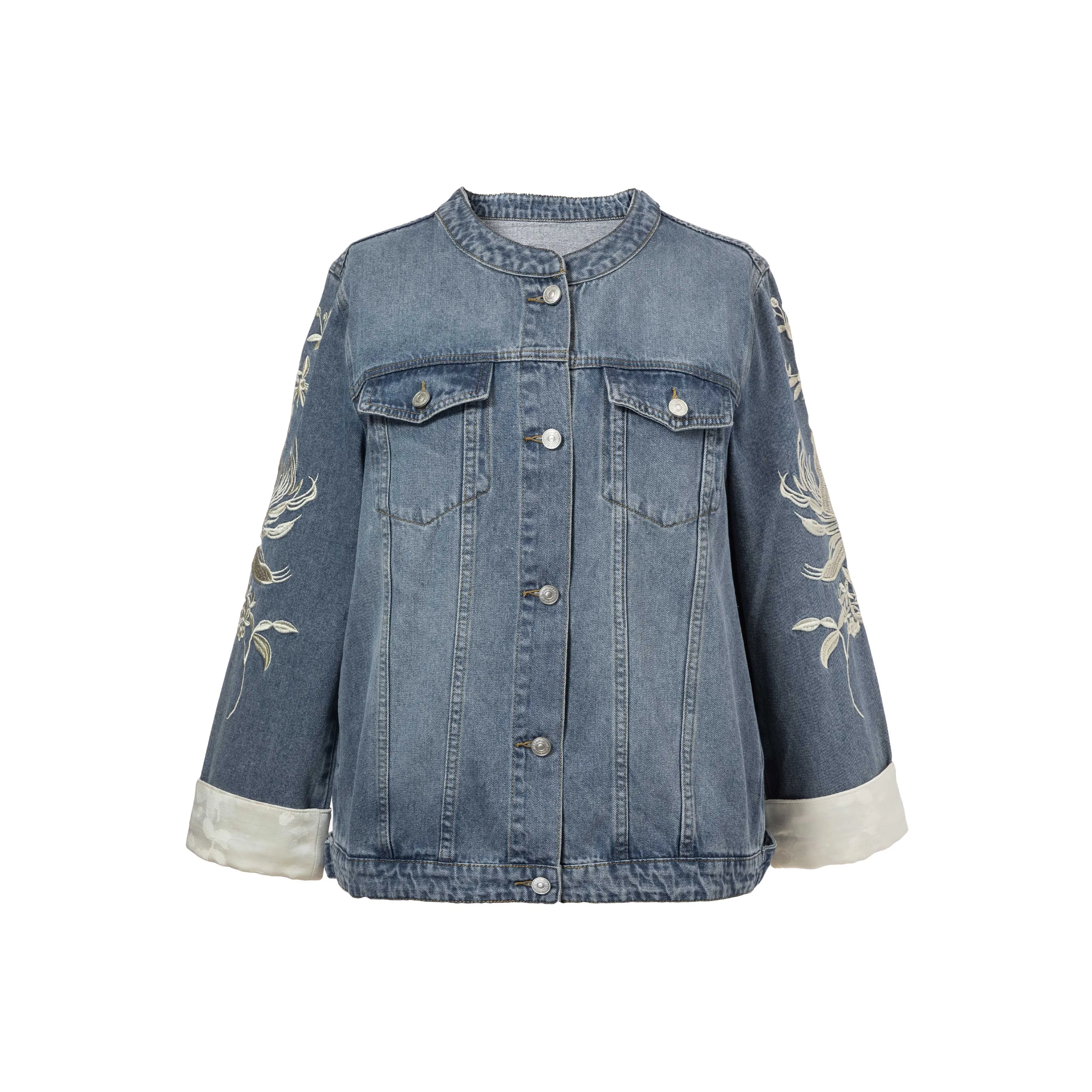 MSSHE Джинсовая Светло-Синяя Женская Джинсовая Куртка