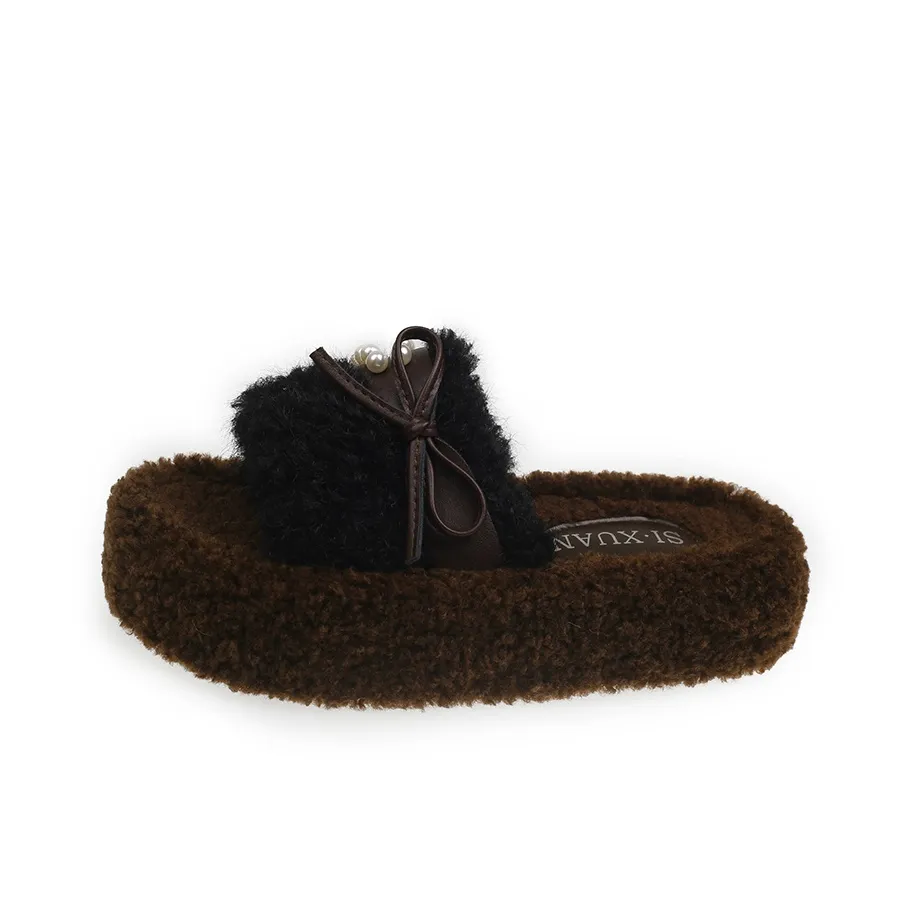 Puppytown Резиновый Модный Платформа FLUFFY Тапочки Женские