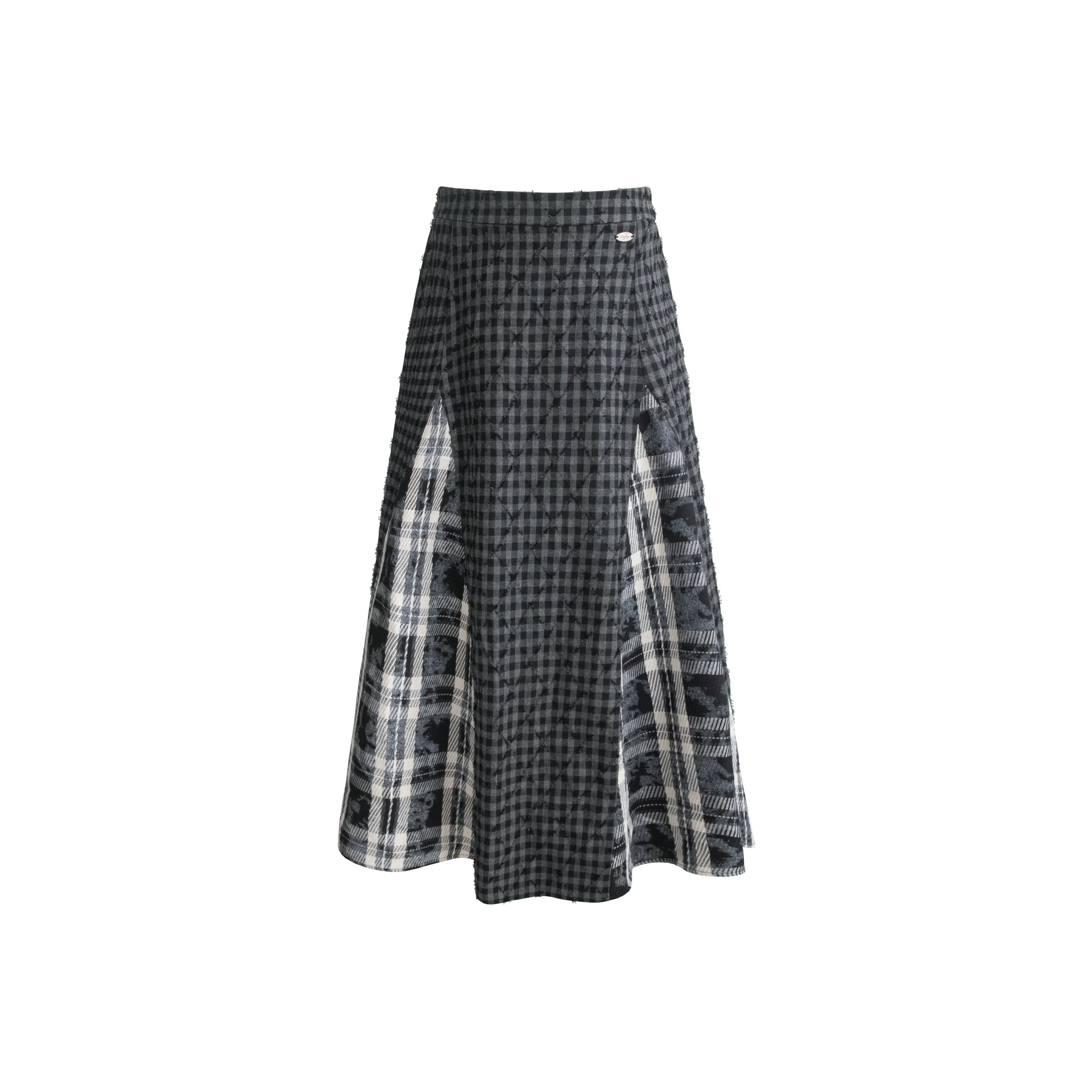 UNIFREE Повседневная длинная юбка женская черная в клетку
