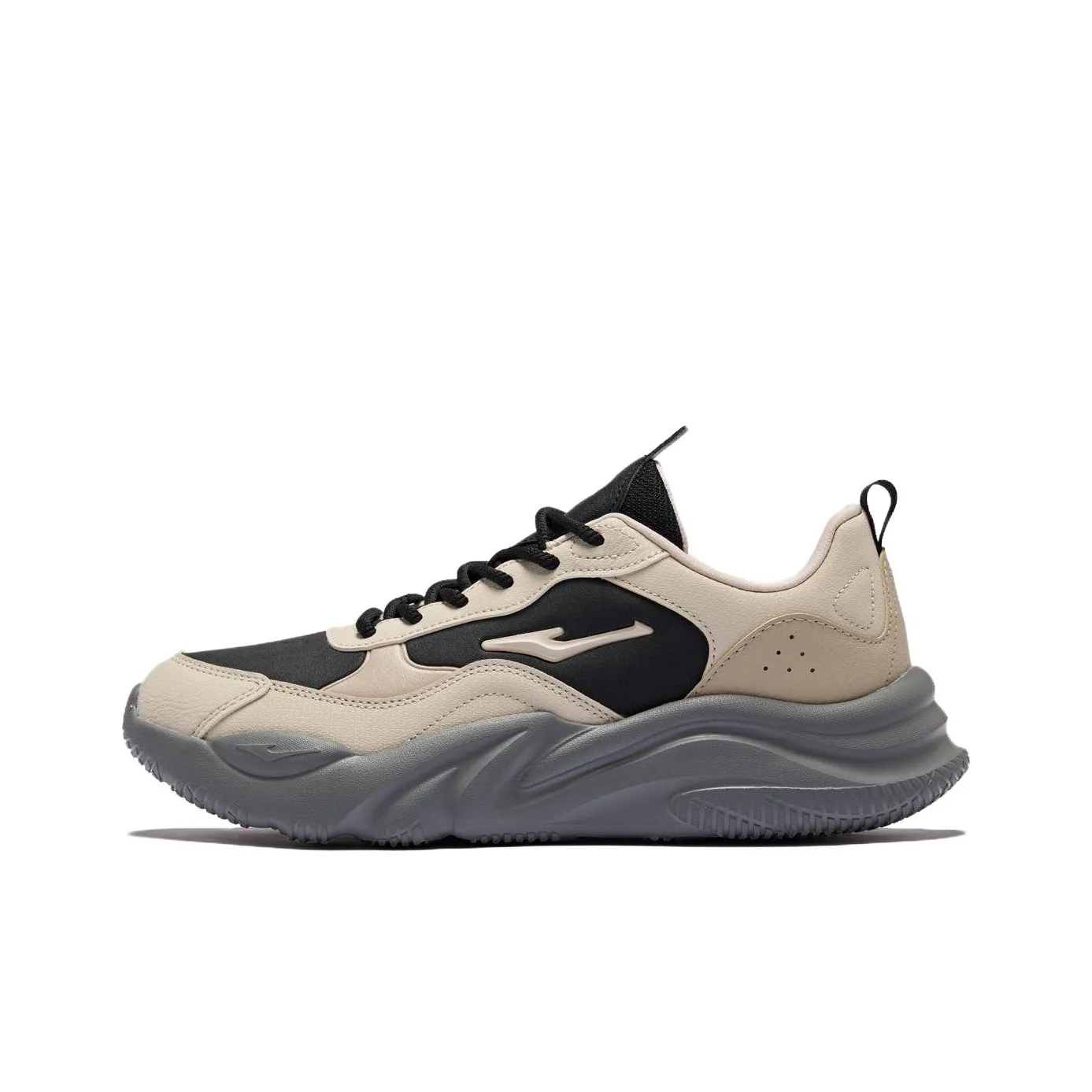 Erke Star Spin Беговые кроссовки Низкий топ Глубокий черный Пемзовый серый Светлый лен Мужской