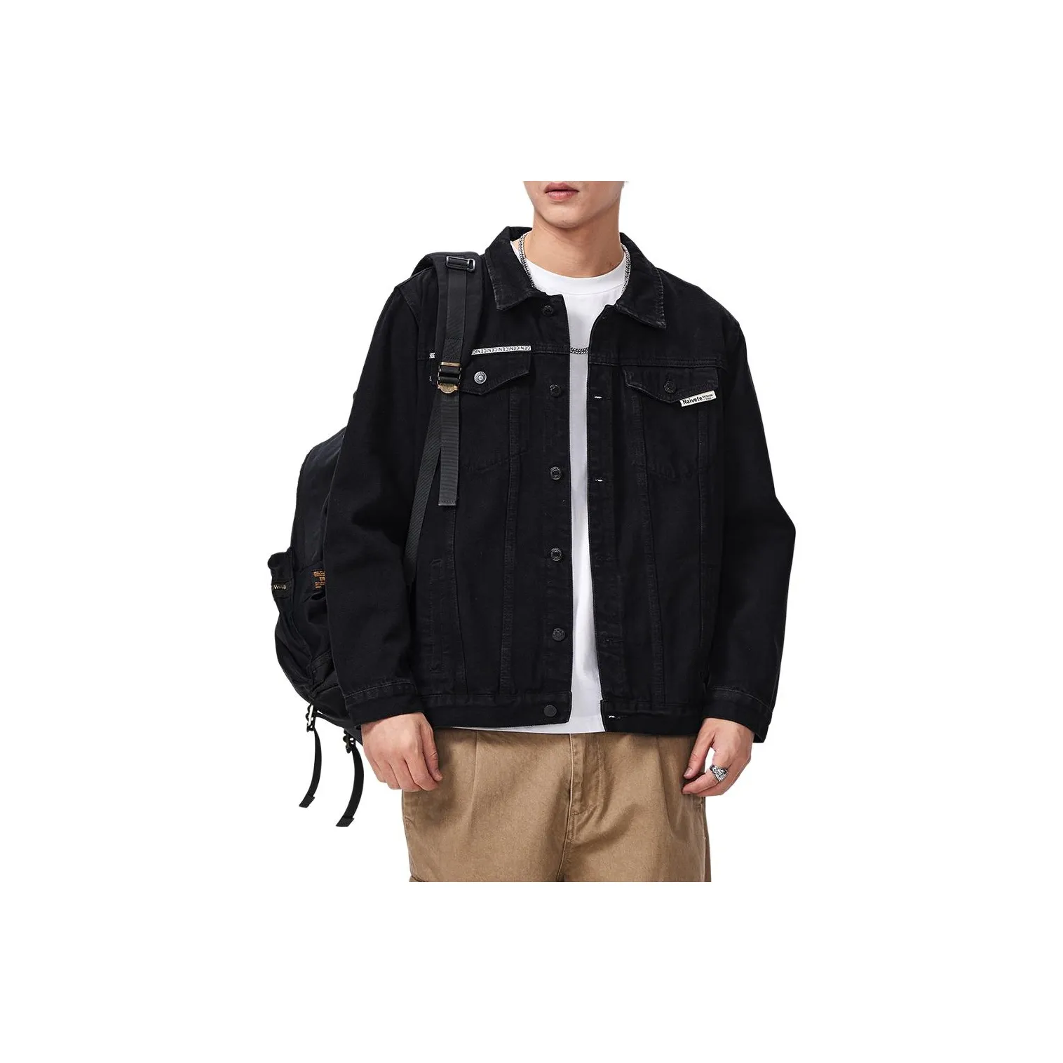 ZENGZHI Denim Jacket Loose Fit Straight Fit Unisex ZENGZHI Деним Куртка Свободного кроя Прямого кроя Унисекс