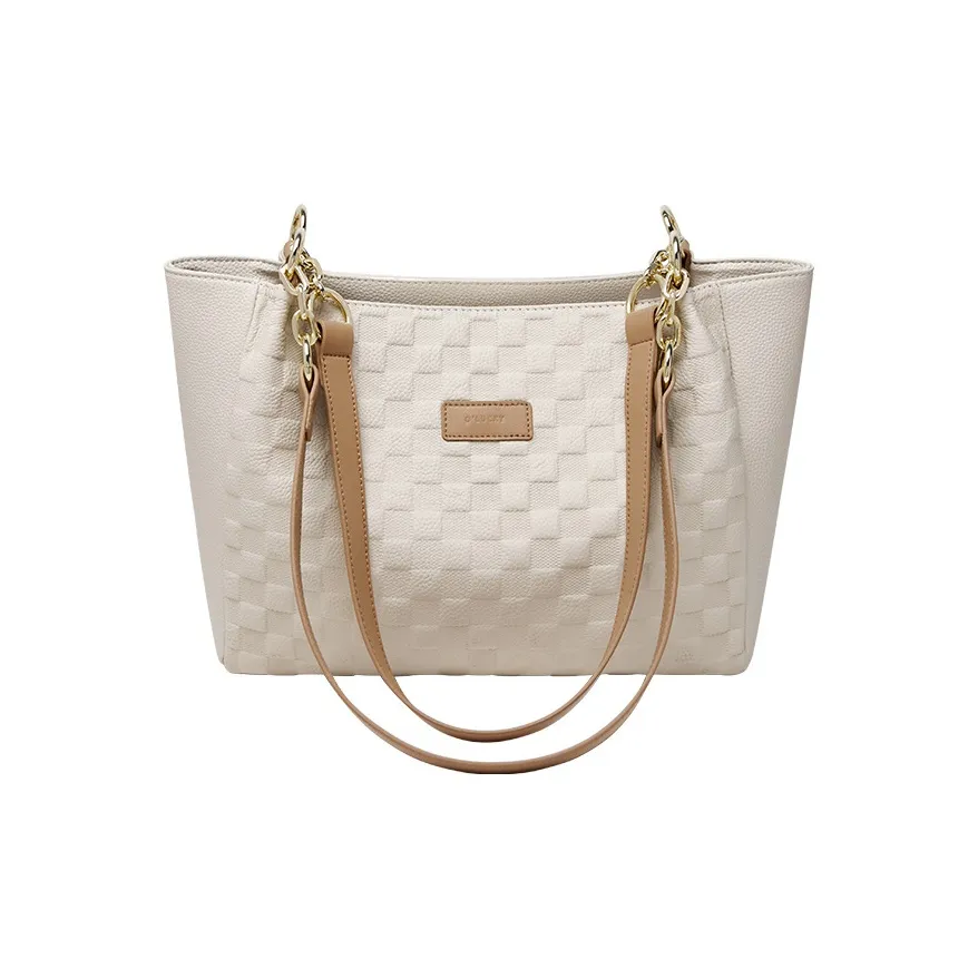 OUBOTE Сумка Tote из коровьей кожи с синтетической кожей сумка через плечо стандартная женская слоновая серый и кофе экрю и абрикос