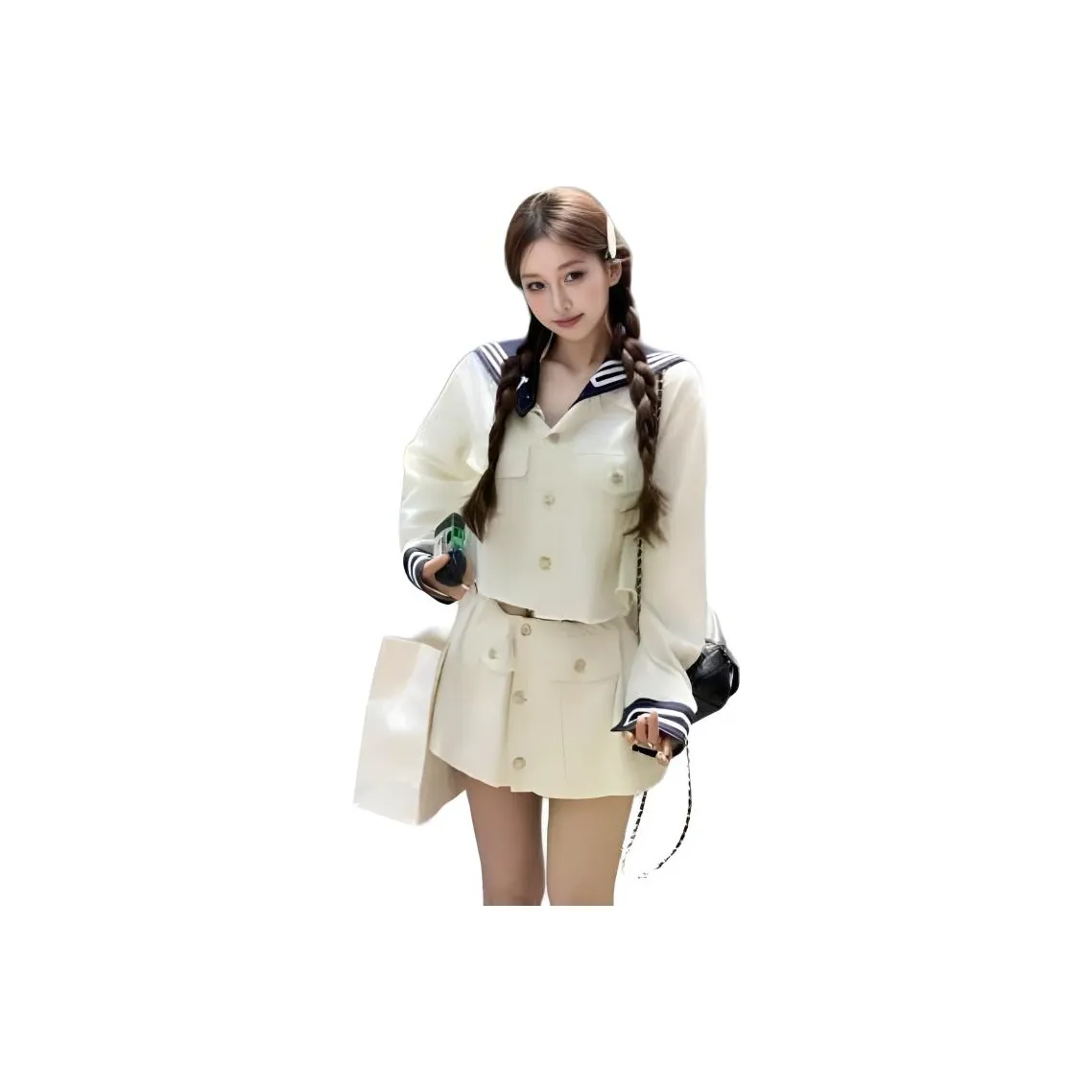 OURUOKE Белый топ + Короткая юбка Женские Комплекты с юбкой