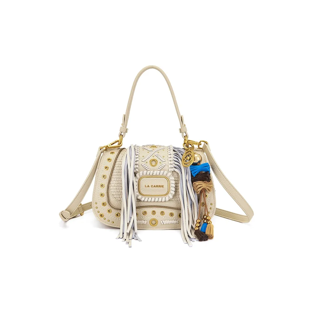 La Carrie Сумка из крупнозернистой текстуры коровьей кожи Saddle обычная женская цвет экрю