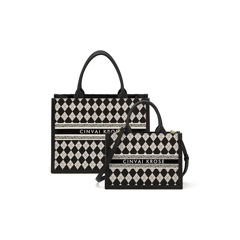 CinvaiKrose Холст с синтетической кожей сумка через плечо маленькая женская шахматная доска черная клетка