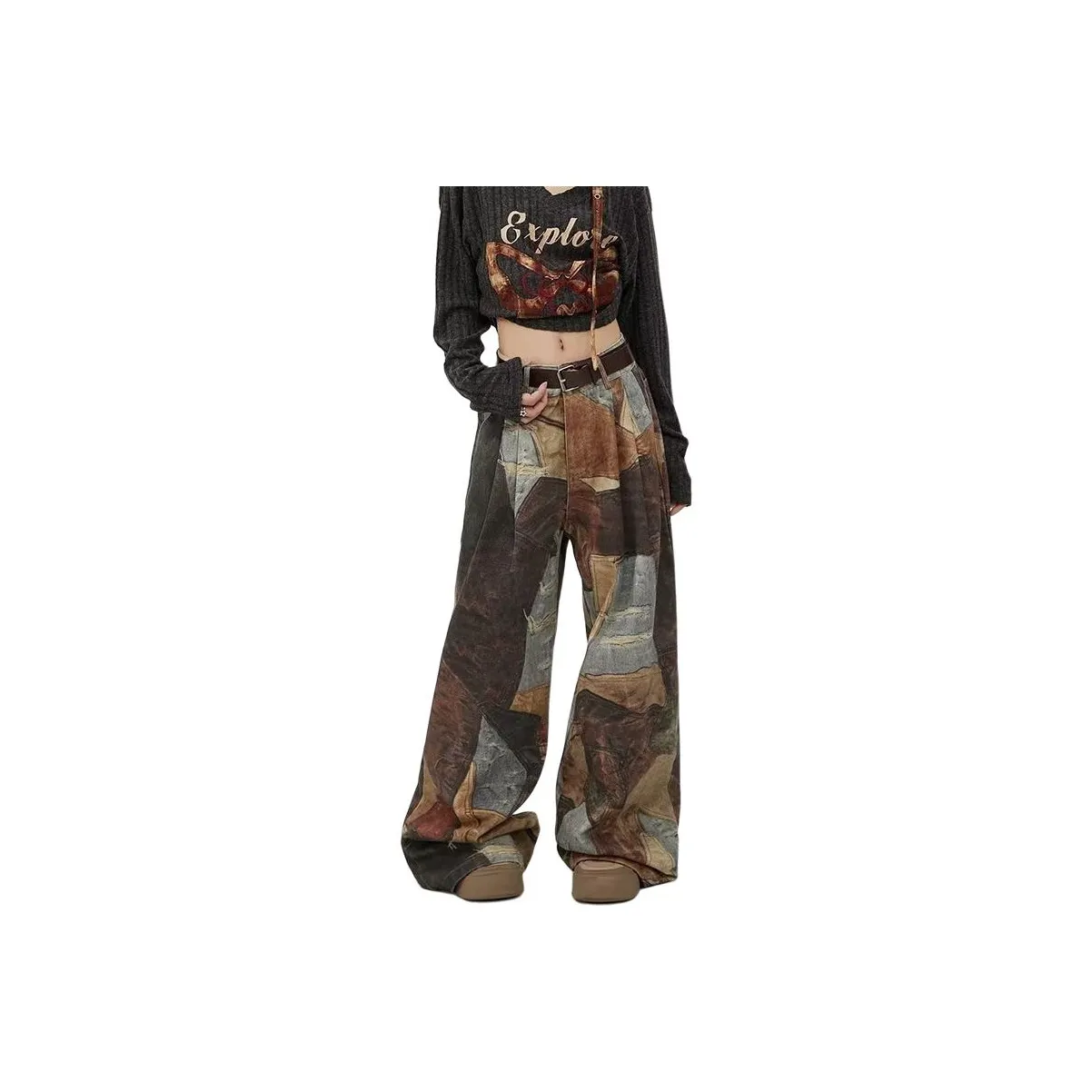 PWUE Коричневый Унисекс Джинсы