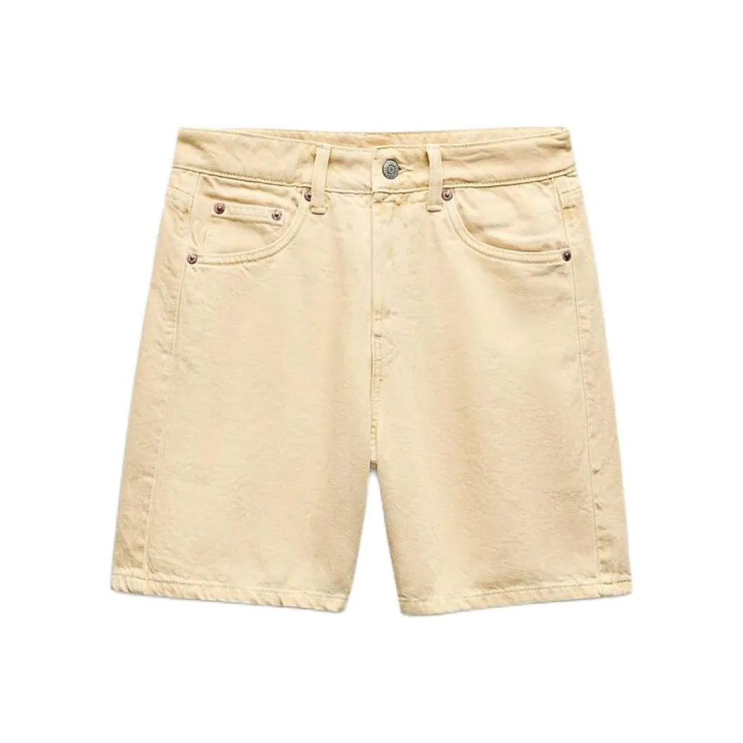 ZARA Trf Желтые Женские Джинсовые Шорты