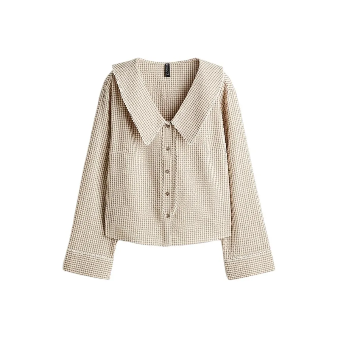 H M Бежевый Квадрат Клетчатый Женские Рубашки