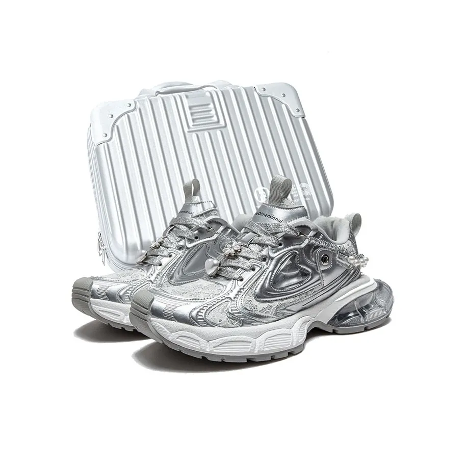 HeeDimensional Chunky Sneakers Women's Low-Top White Moonlight