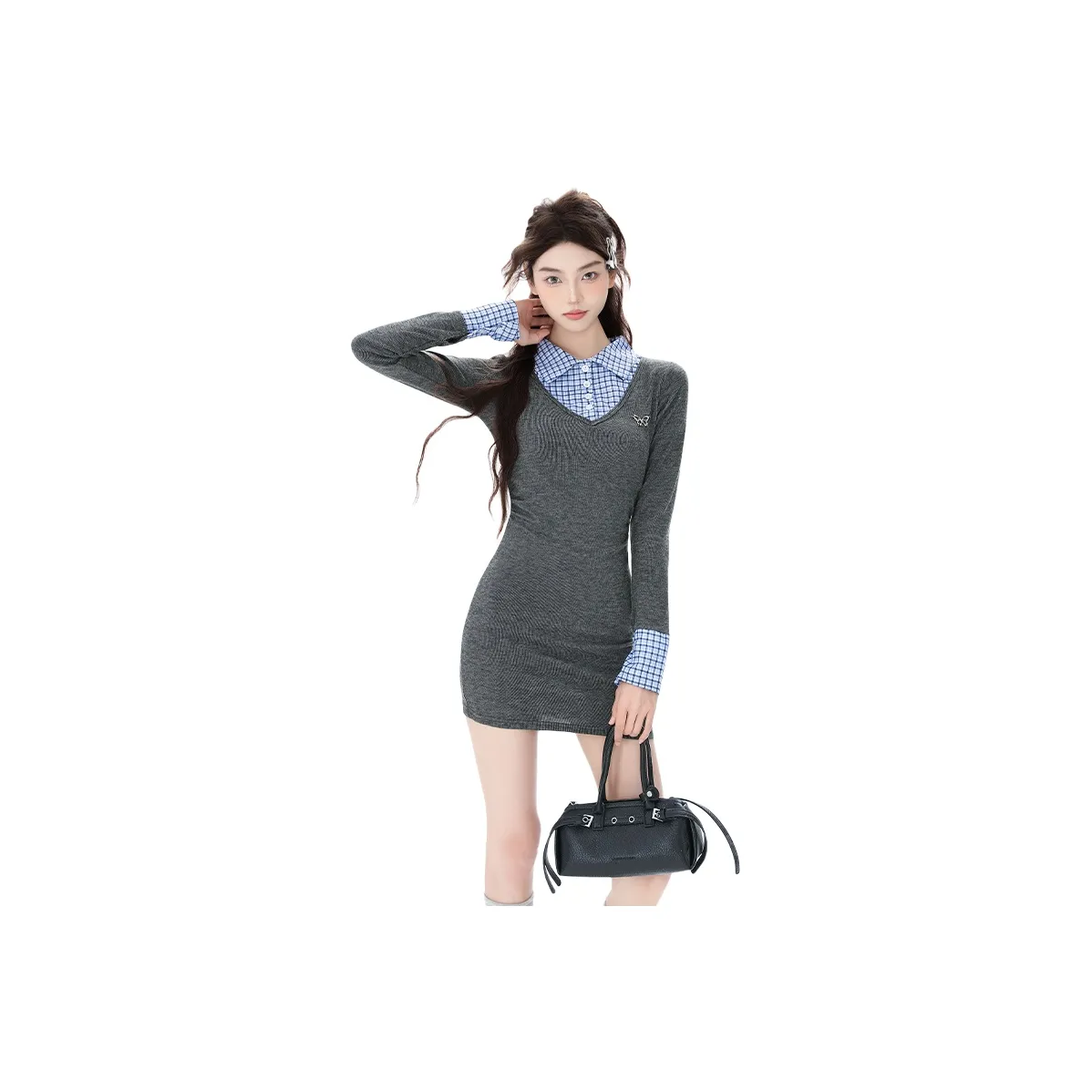 Shuhao Bai Длинное платье с длинными рукавами женское