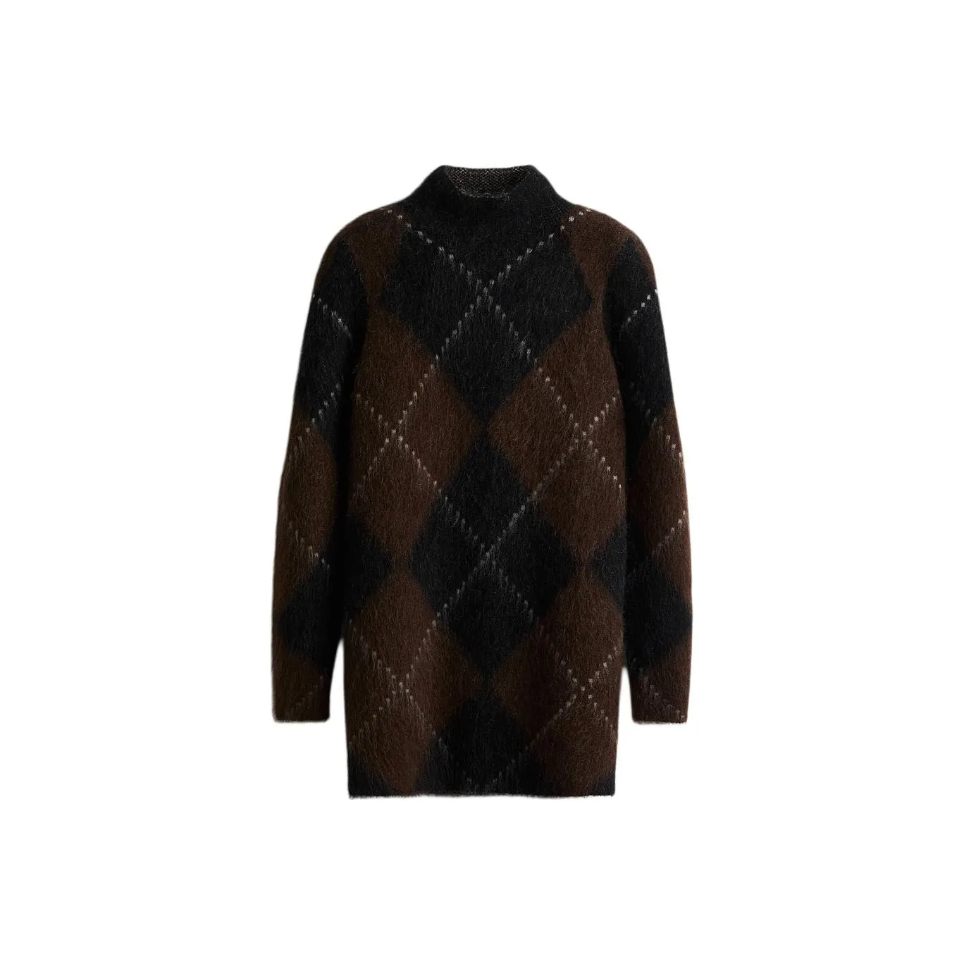 H M Темно-коричневый Многоцветный Ромб Узор Женские Длинные Рукава Платья