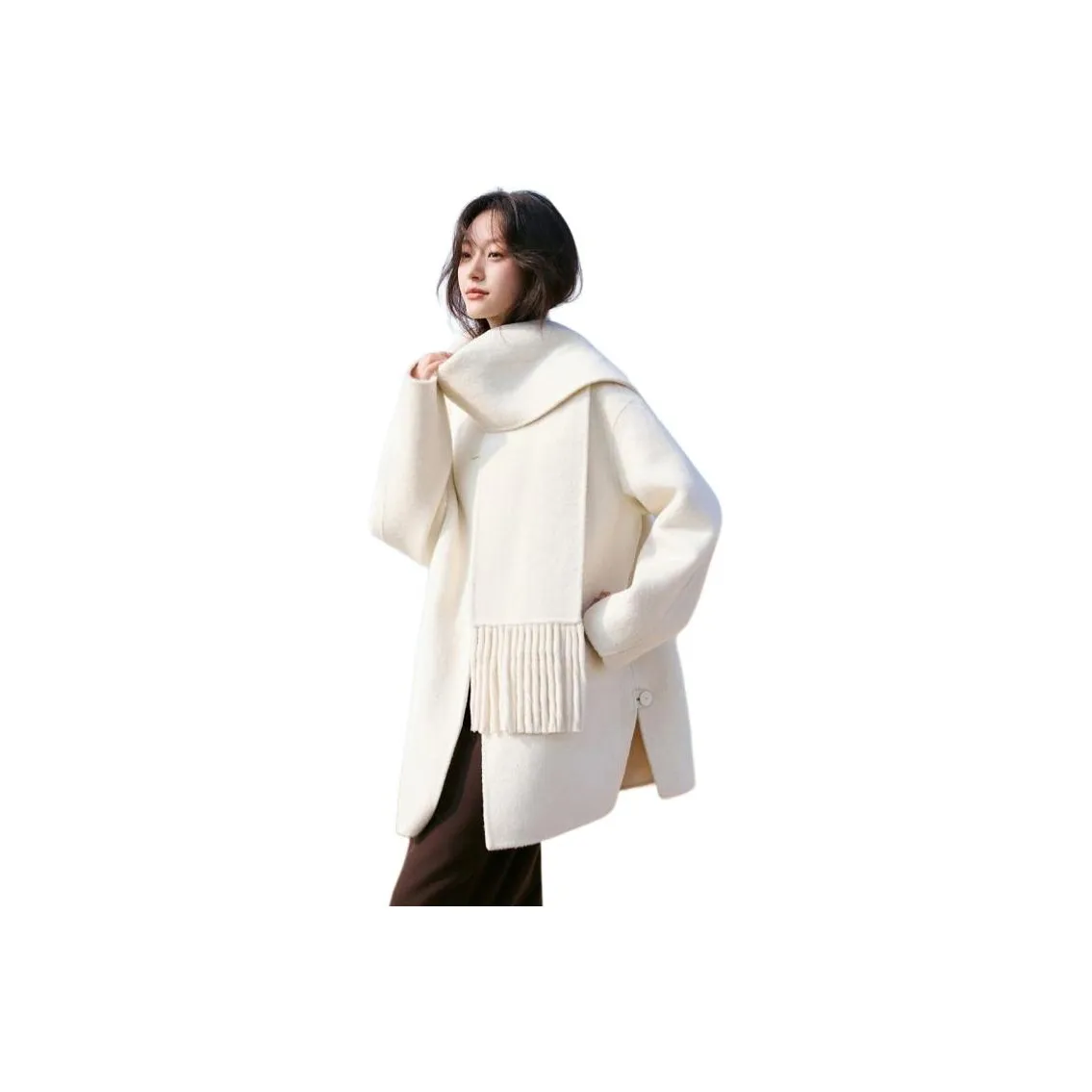 Mo Han Yi Mei Белый мраморный Женский пальто