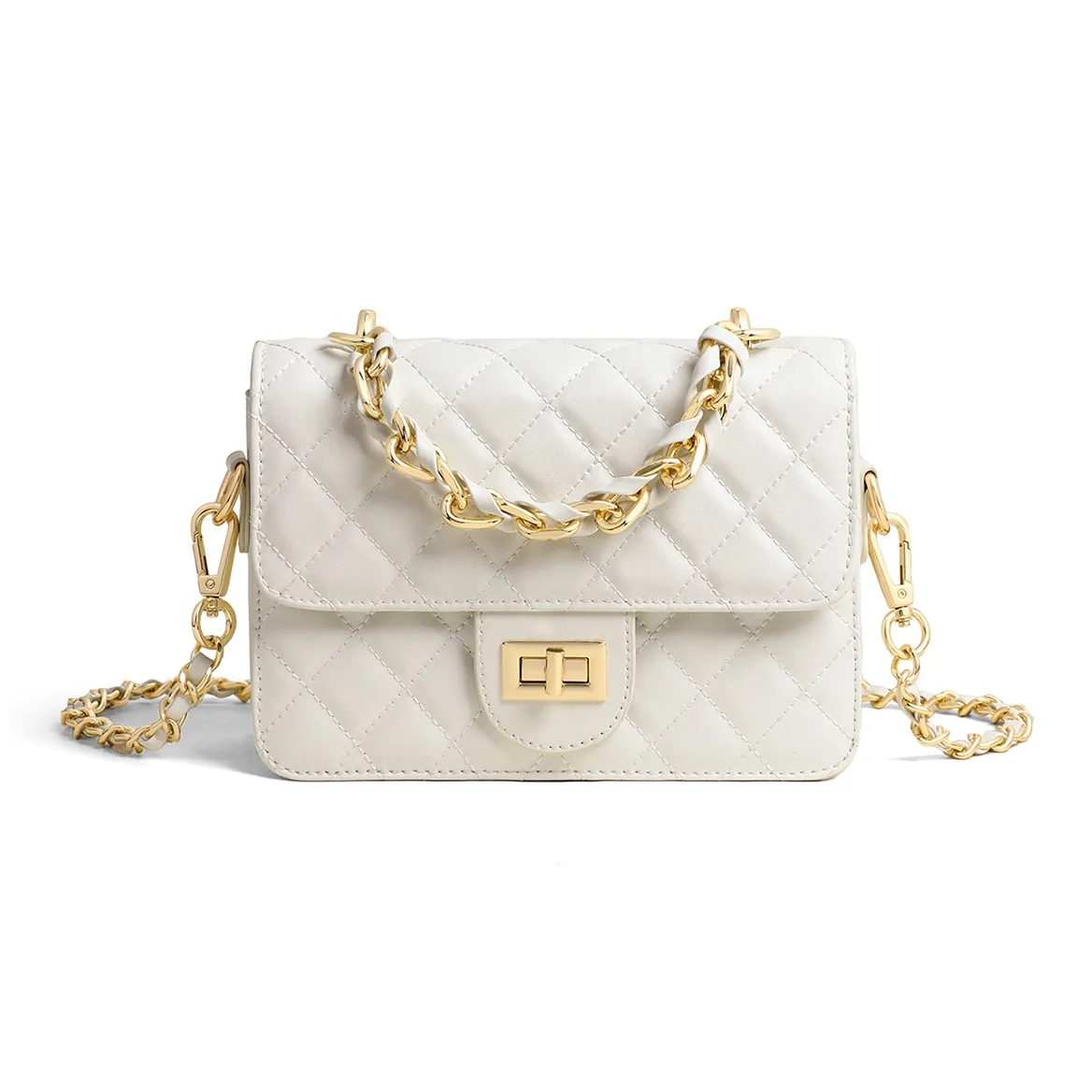 PT'SON Коровья кожа Маленькая квадратная сумка Сумка через плечо Стандартная Женская Белая