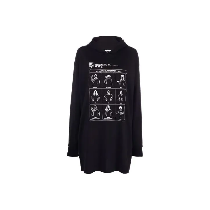 MM6 MAISON MARGIELA Черное Женское Длинное Платье с Длинными Рукавами