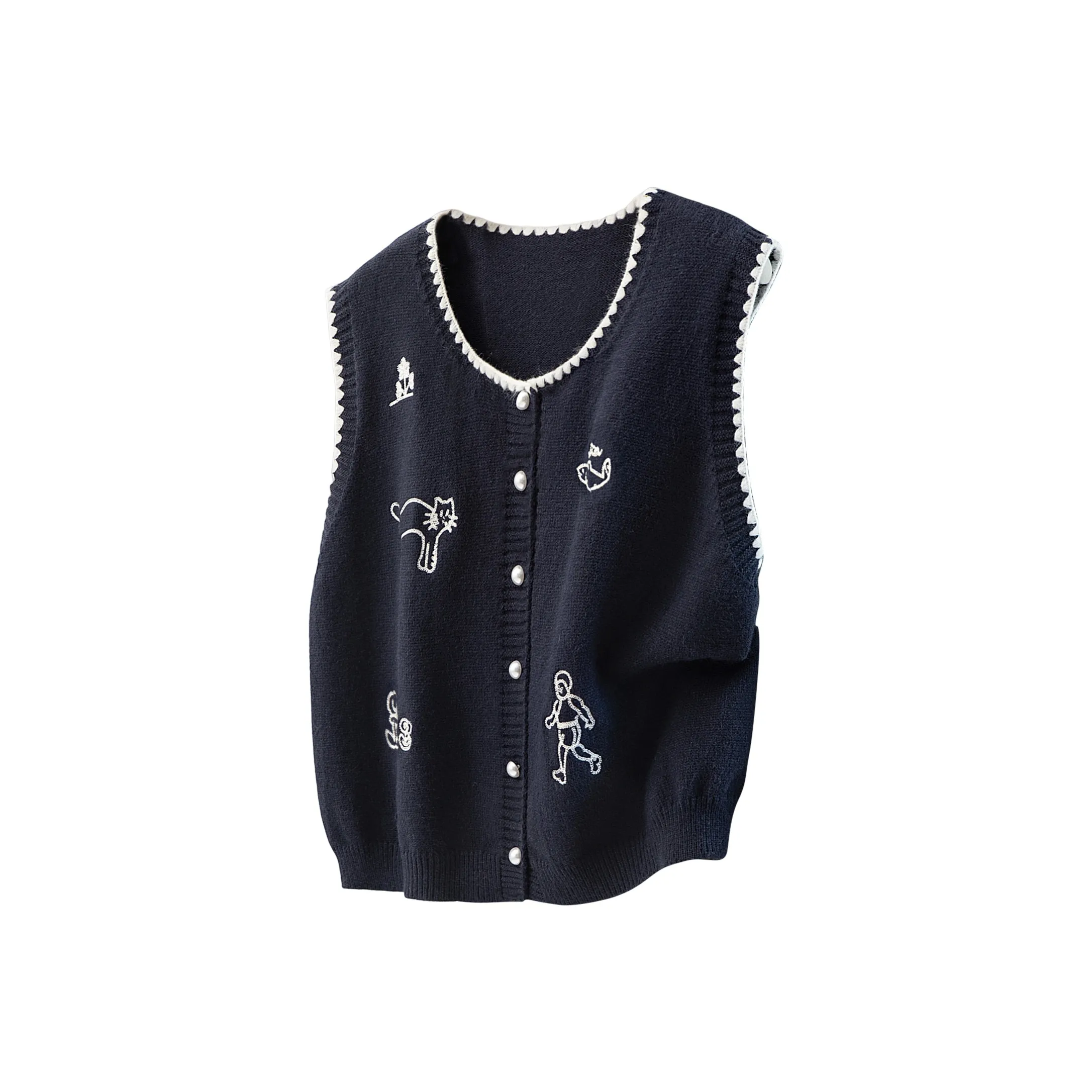 SIBAISHE Темно-синий женский жилет