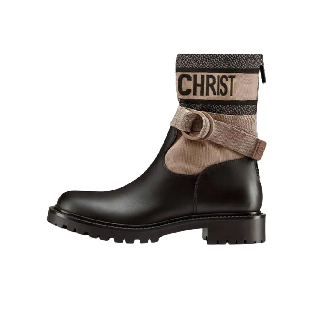 DIOR D-Major Ankle Boots Women's Taupe/Black