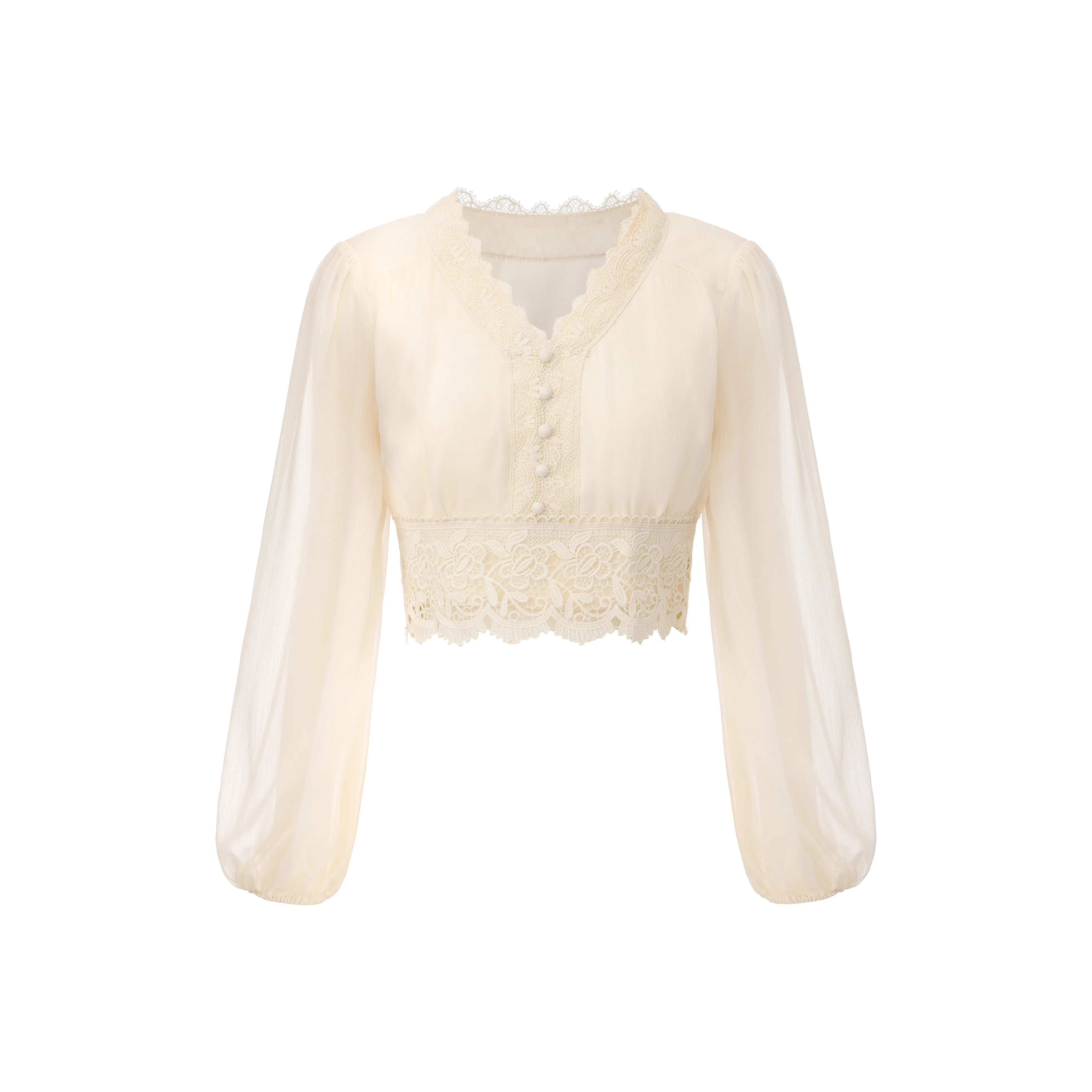 CHIWAWAMEME Бежевый Абрикос Длинный Рукав Топ Женский Короткий Топ