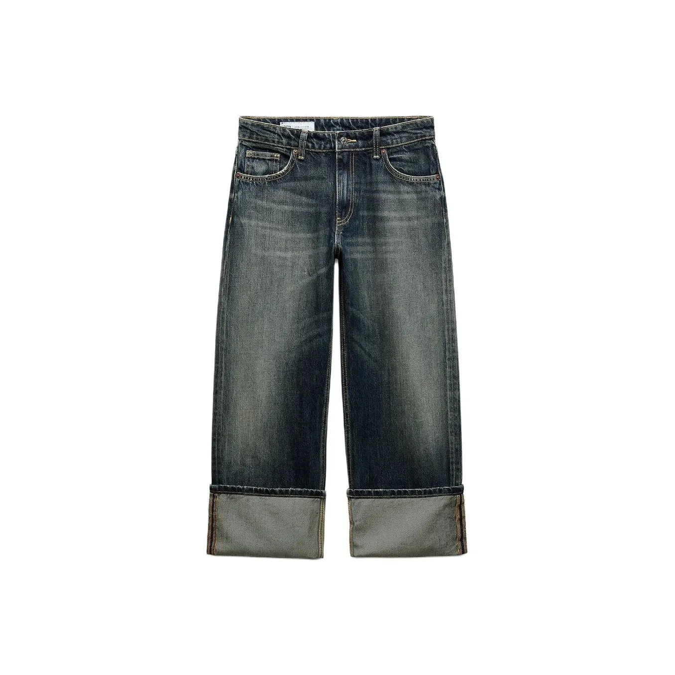 ZARA Trf Морской Синий Женские Джинсы