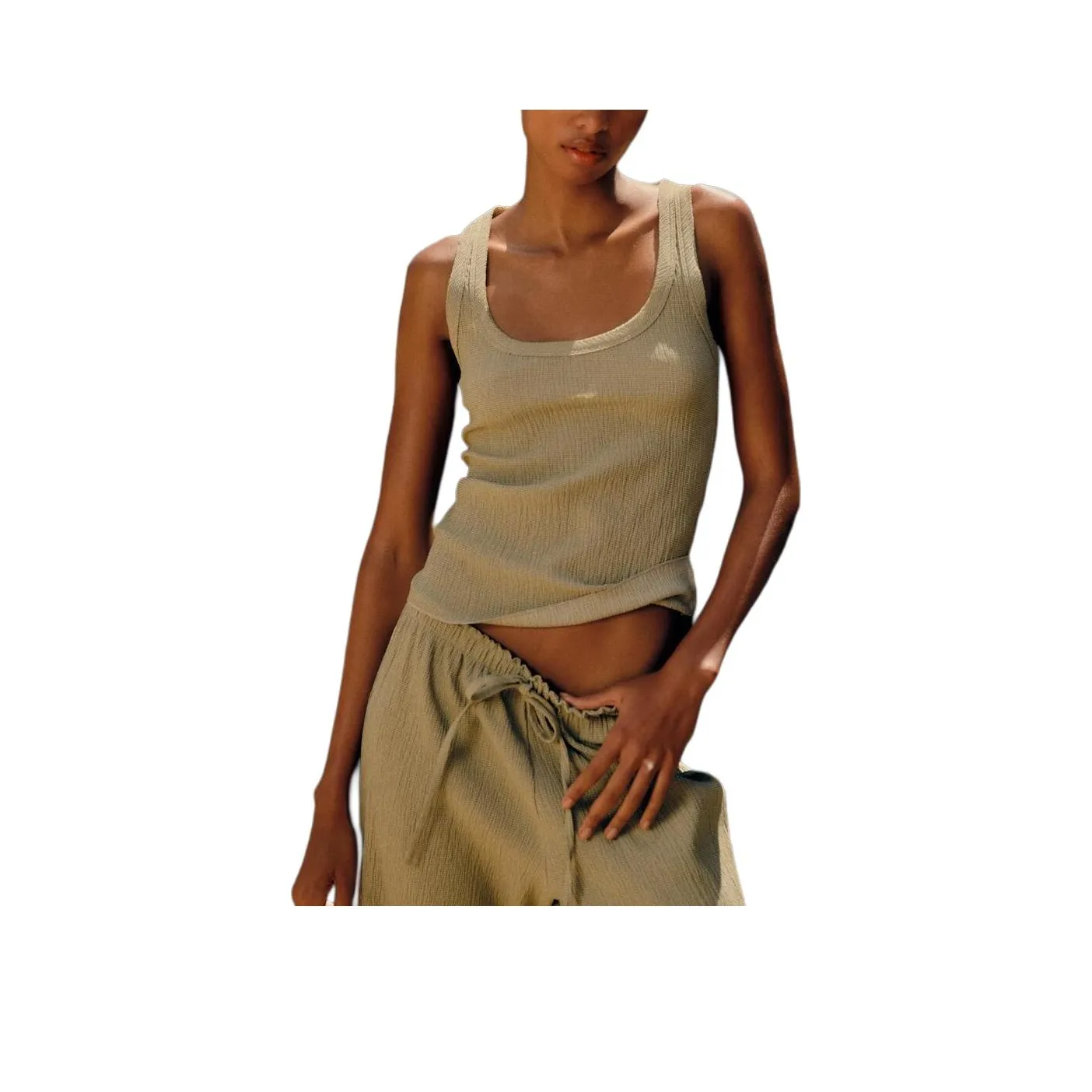 ZARA Светлый хаки Женские майки