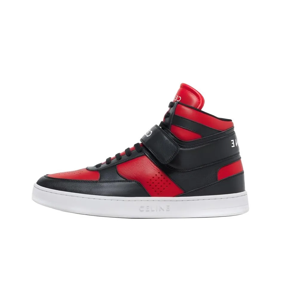 CELINE Skateboard Shoes Men High Top Black/Red