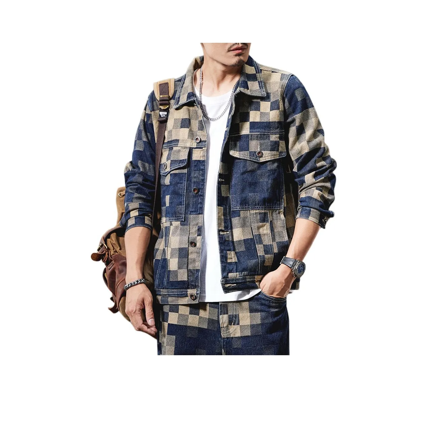 ZENGZHI Denim Jacket Loose Fit Straight Fit Unisex ZENGZHI Деним Куртка Свободного кроя Прямого кроя Унисекс