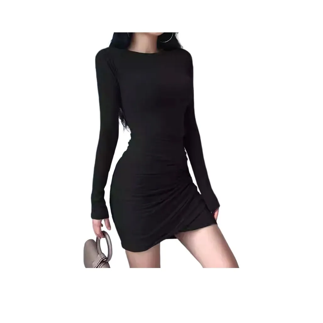 OURUOKE Длинное платье с длинными рукавами женское