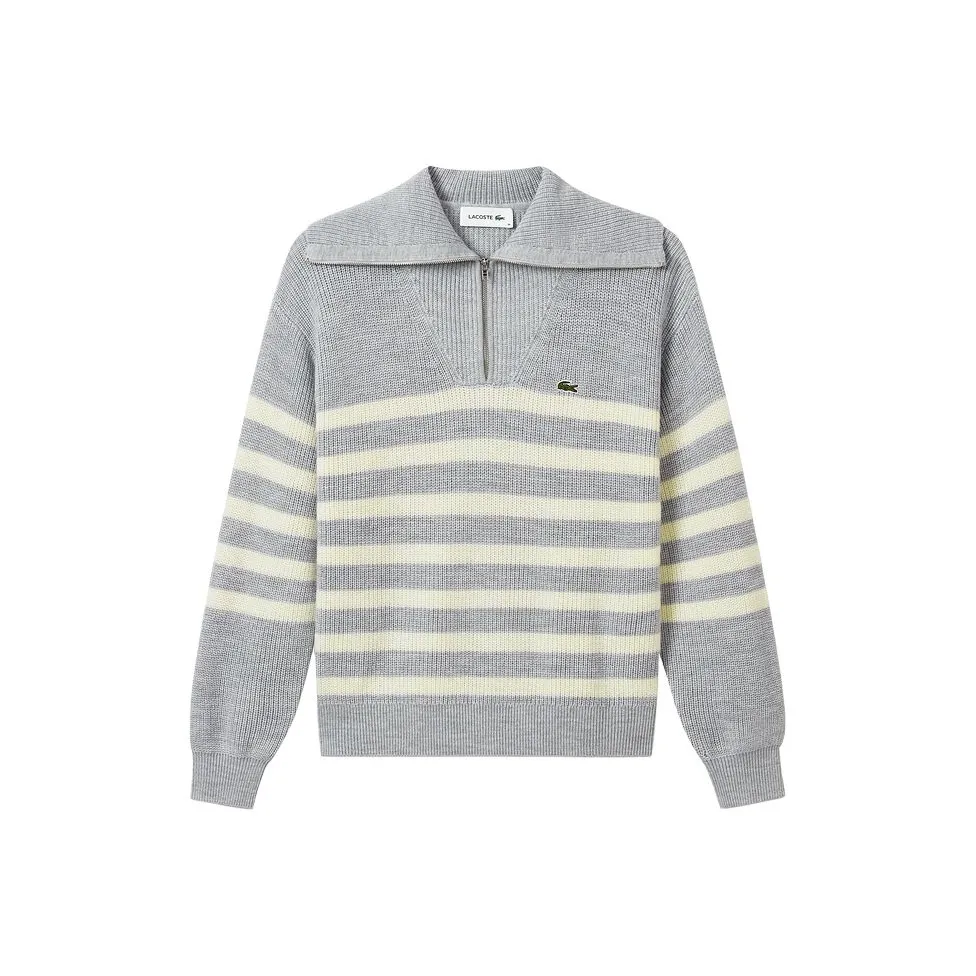 LACOSTE C0V Серый Светло-желтый Полосы Женские Свитеры
