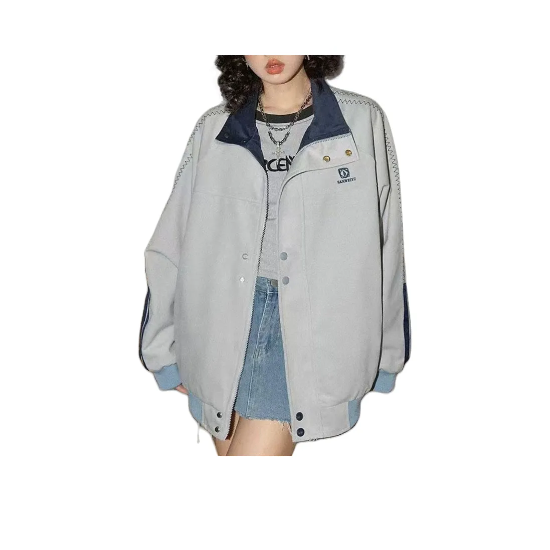 Cotton Gene Синий Серый Женский Куртка