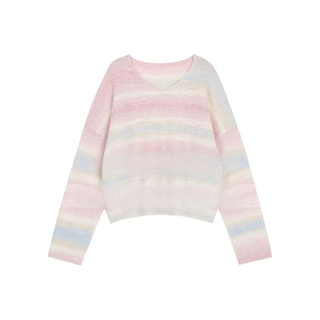 EMDPN Радужный Полосы Женская Трикотажная