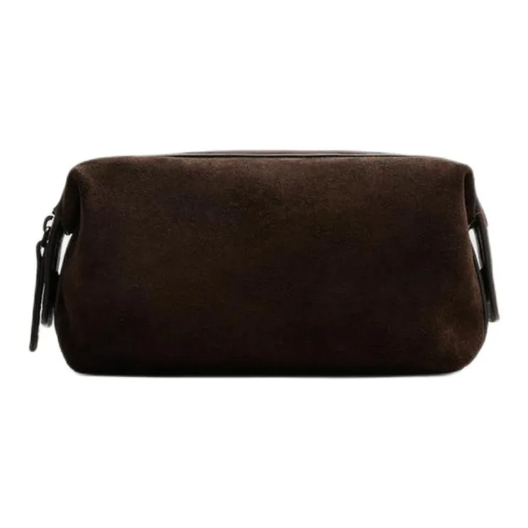 ZARA Сумка для туалетных принадлежностей из коровьей кожи унисекс темно-коричневый