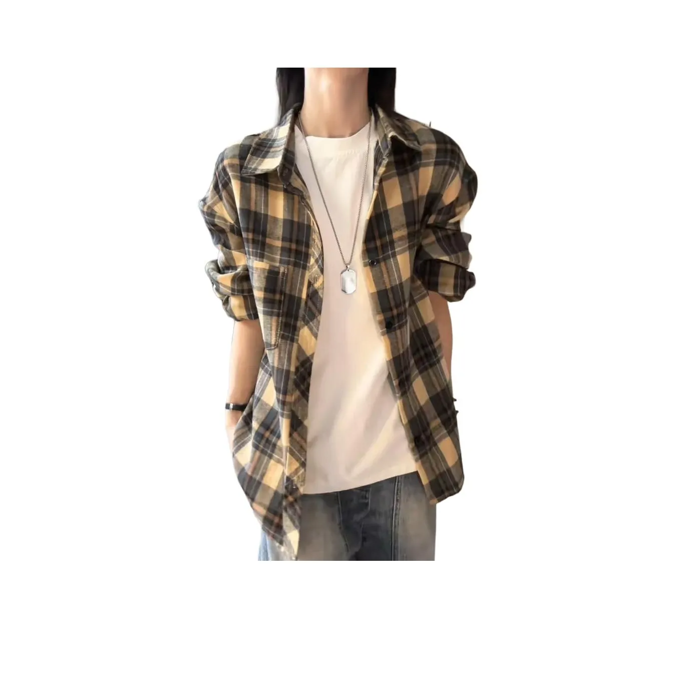 PODGORNOI Желтая клетка Мужская рубашка