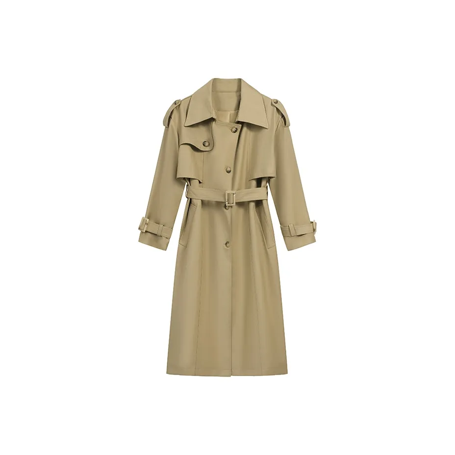 ETSE Хаки Классический Тренч Женские Тренч