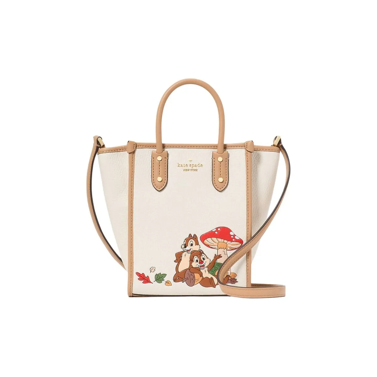 Kate Spade Chip 'N Dale Коллаборация DisneyElla Коровья кожа Тоут Сумка Сумка для покупок Сумка Мини Women's White