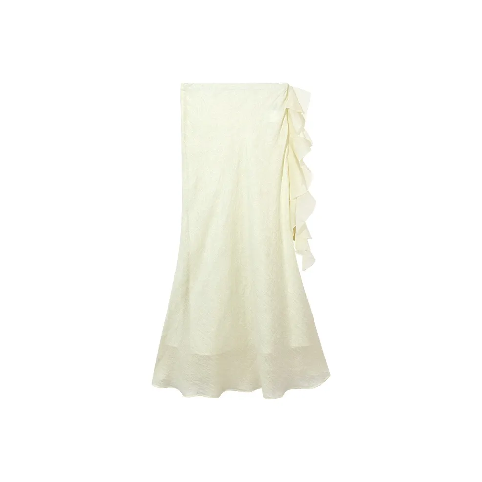 Ouyang Fragrant Абрикос Белый Женская Повседневная Длинная Юбка